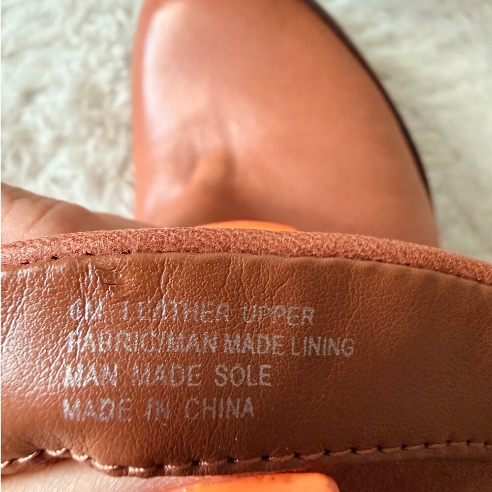 Gianni Bini Done Deal Leather Wedge Booties Womens 6.5 Cognac Brown Back Zip - Picture 7 of 8